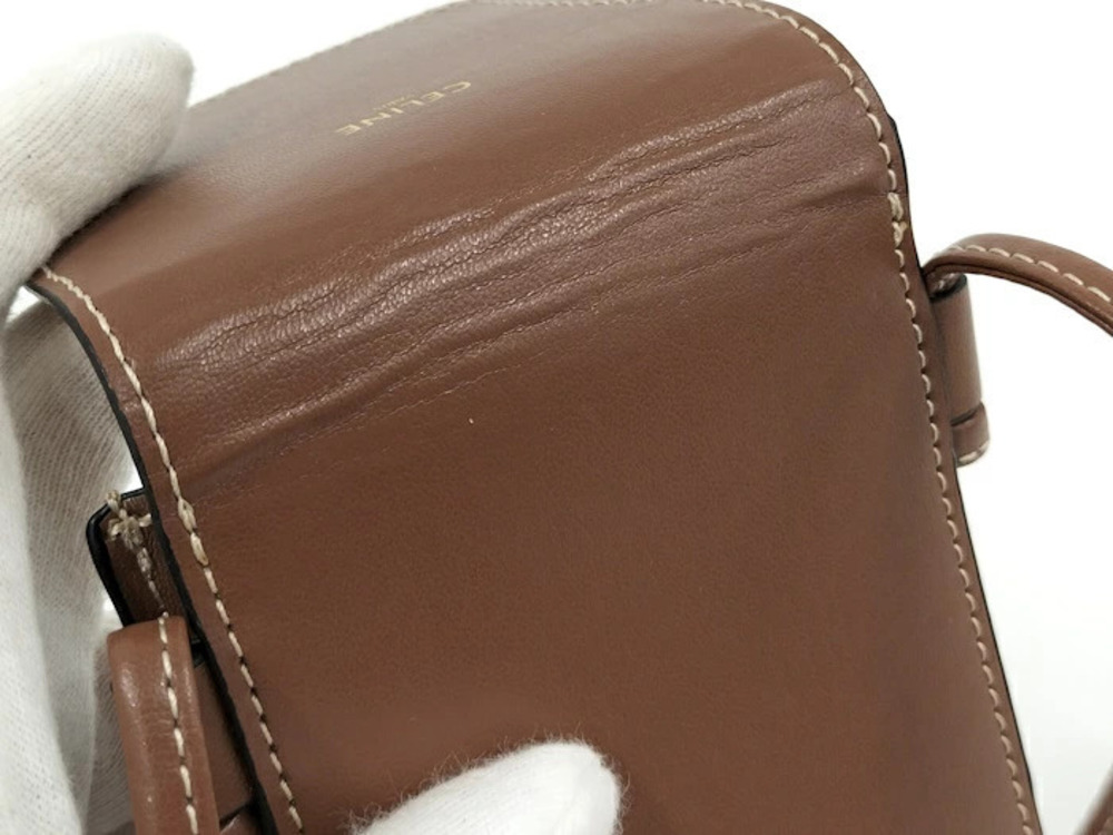 Celine Shoulder Bag Phone Case Leather Brown - Picture 8 of 10
